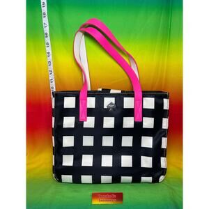 Kate Spade Berry Street Elise Pink Black Checkered Plaid Tote Bag Purse